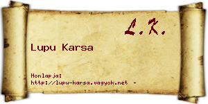 Lupu Karsa névjegykártya